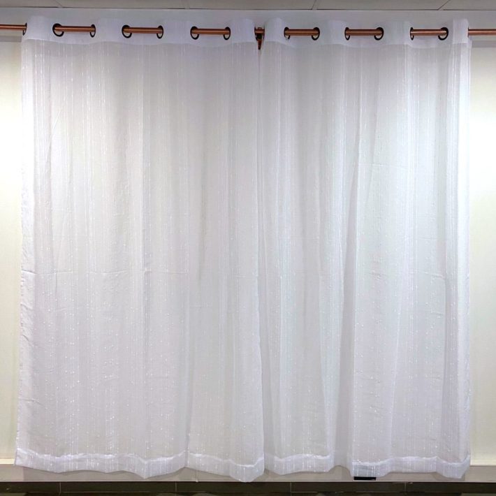 Set Visillo Lino Lluvia blanco (2 Paños)