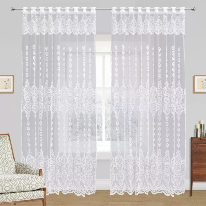 Set Visillo 2 Paños (3 Mts) Color Blanco Gotitas