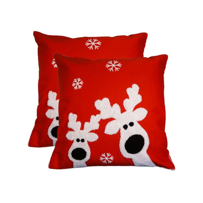 Funda De Cojín Bordada 45 X 45 Decorativa Modelo Navideño