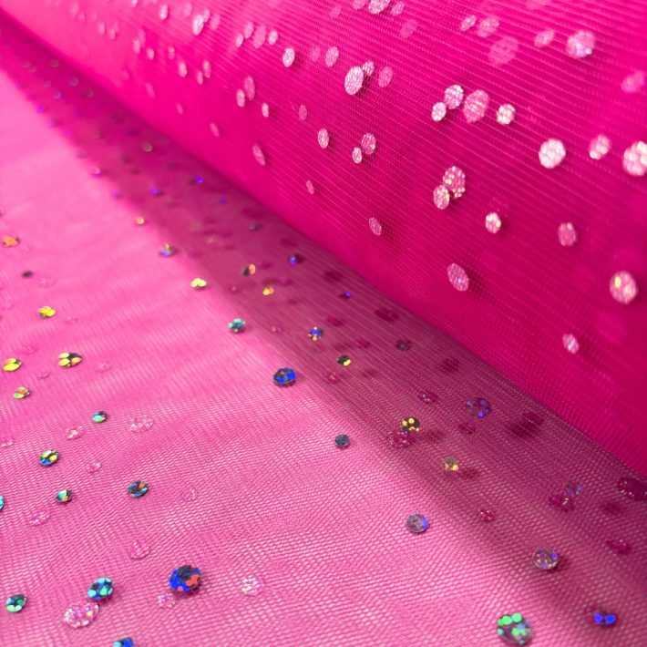 Tela Por Metro Tul Con Brillo Diseño Diamantes