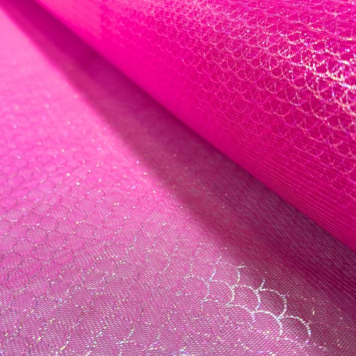 Tela Por Metro Tul Con Brillo Diseño Escamas